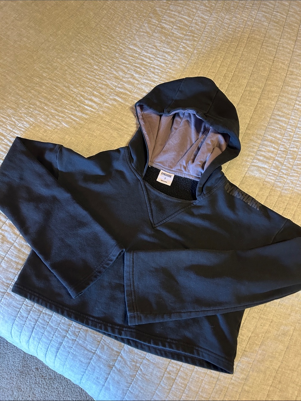Gymshark Black Hoodie with Light Gray Hood Interior